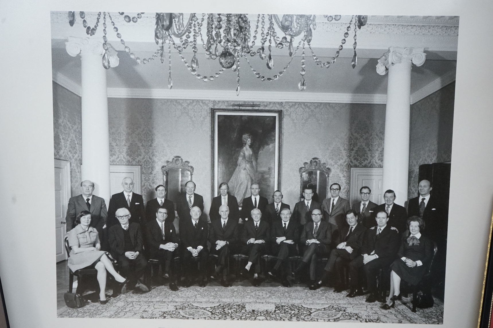 The Cabinet, March 1974, black and white photograph, signed by all The Sitters, (Harold Wilson’s government), seating plan and other photograph 45 x 52cm, and 1976 signed seating